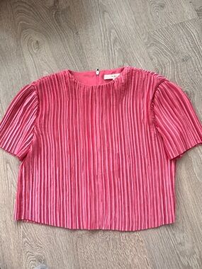 Tibi Fuchsia Pleated Short-Sleeve Top